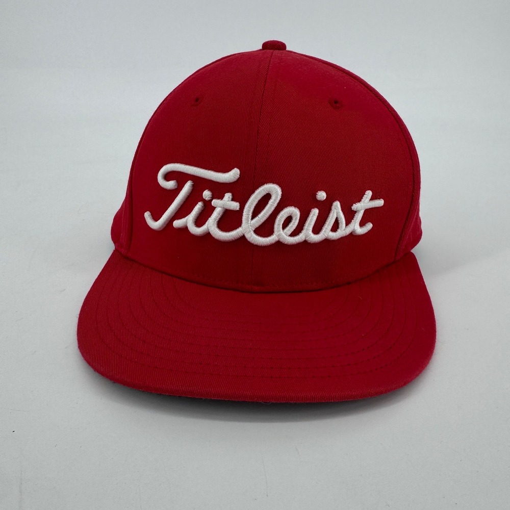 Titleist Golf Hat Red Plaid Brim A-Flex L/XL Embroidered Script Logo Cap